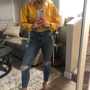 Mustard Yellow Cropped Denim Jacket
